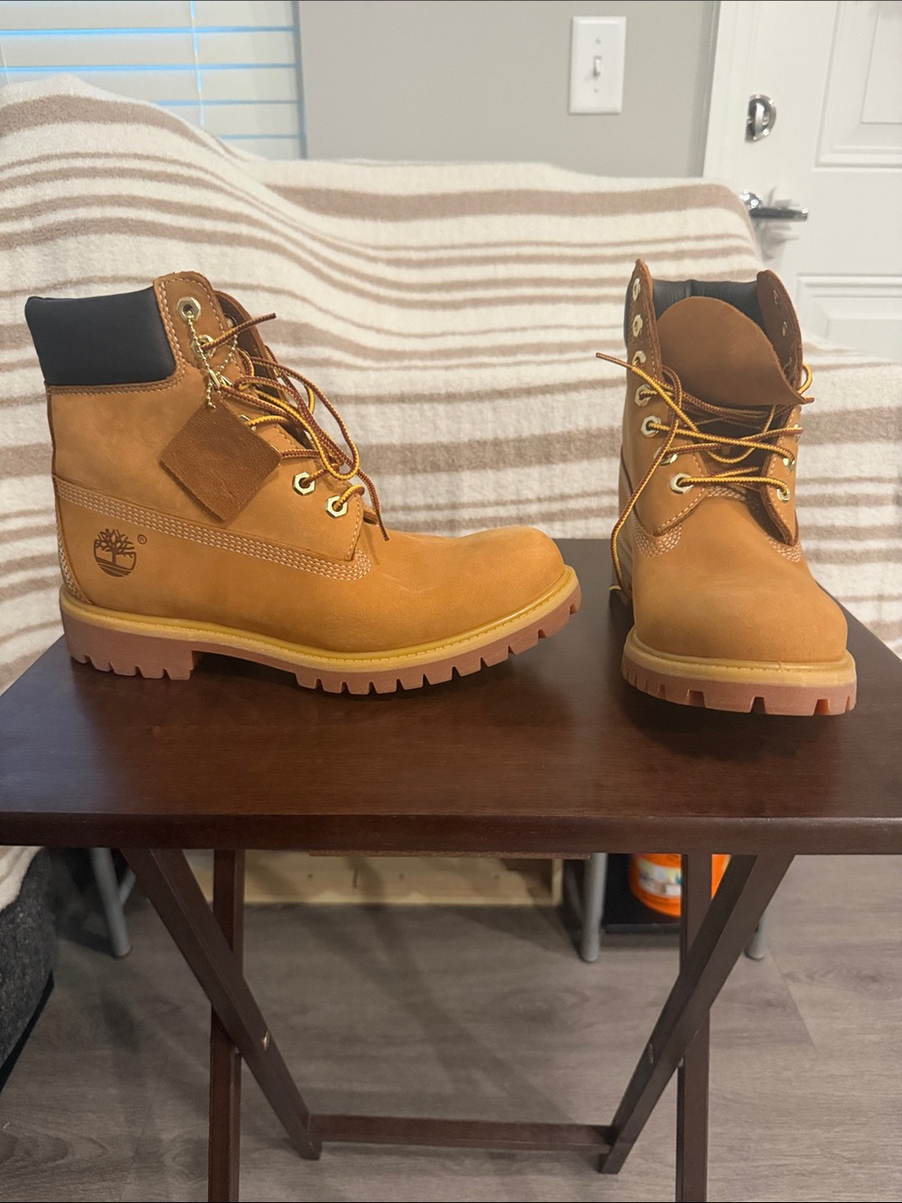 Timberland Men's Wheat Nubuck Work Boots with Black Collar